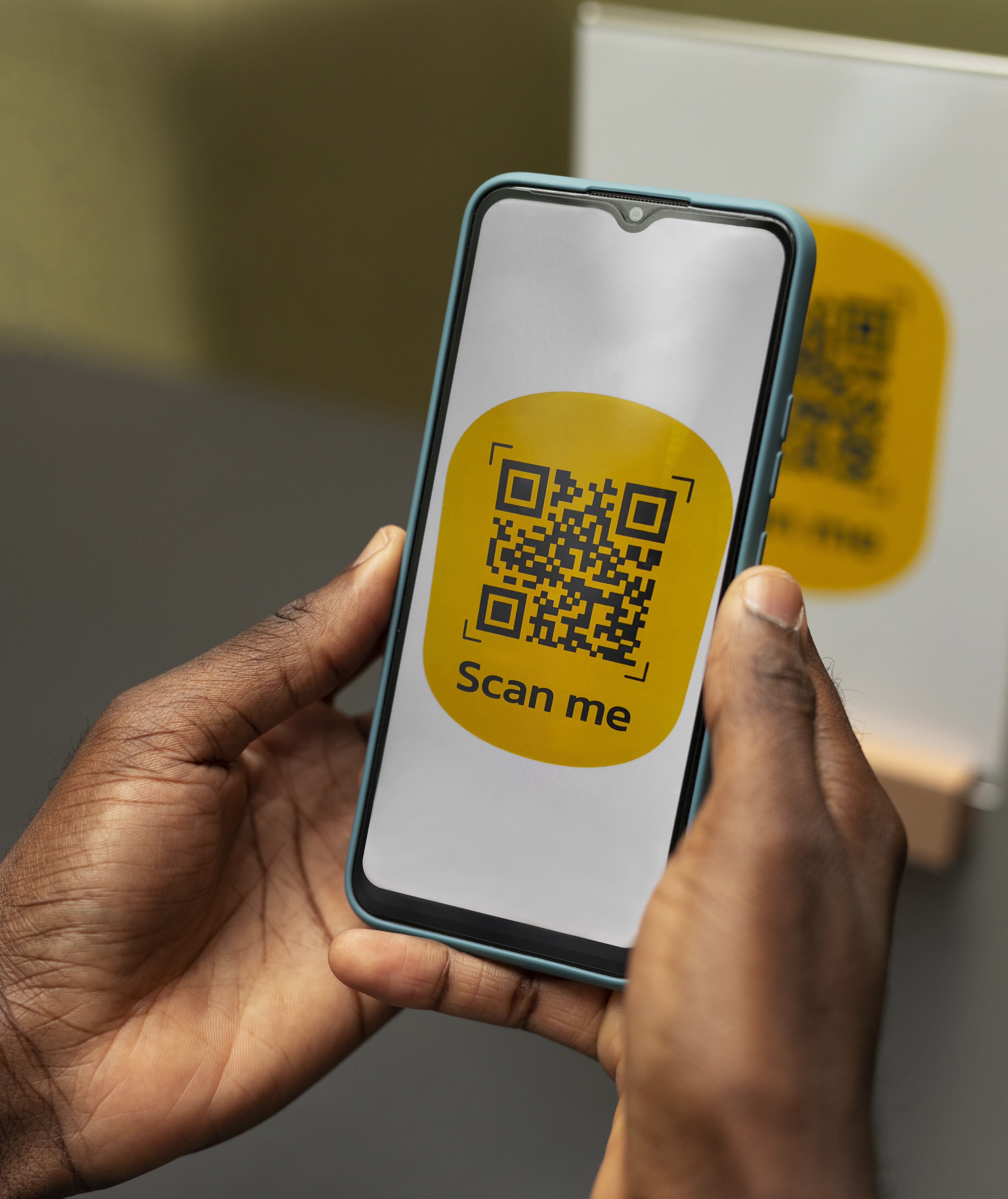 Customer scans or clicks